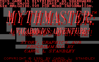Title screen of MythMaster: A Vagabond's Adventure