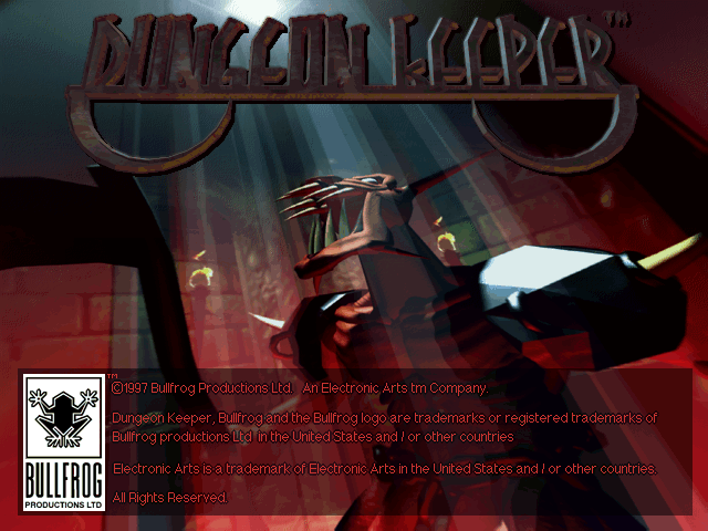 Title screen of Dungeon Keeper: The Deeper Dungeons