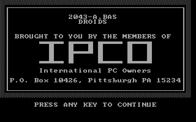 Title screen of Droids