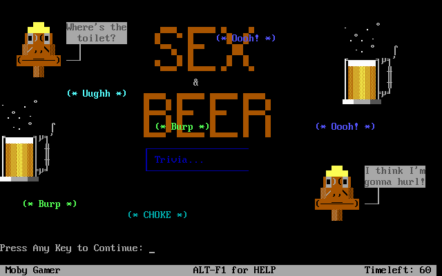 Title screen of Beer Trivia
