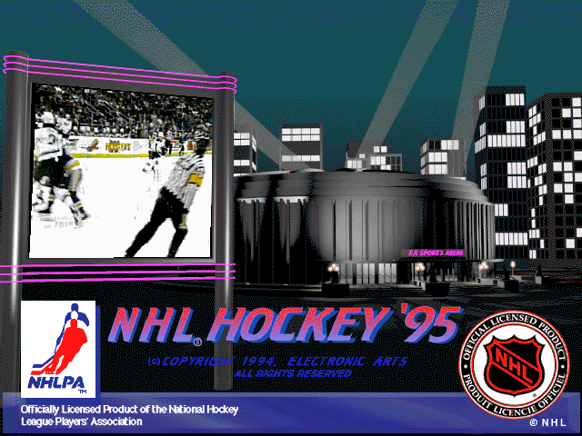 Title screen of NHL Hockey 95