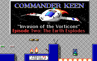 Title screen of Commander Keen 2: The Earth Explodes