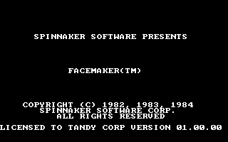 Title screen of FaceMaker