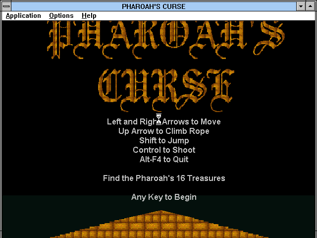 Title screen of Pharoah's Curse