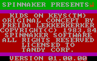 Title screen of Kids on Keys