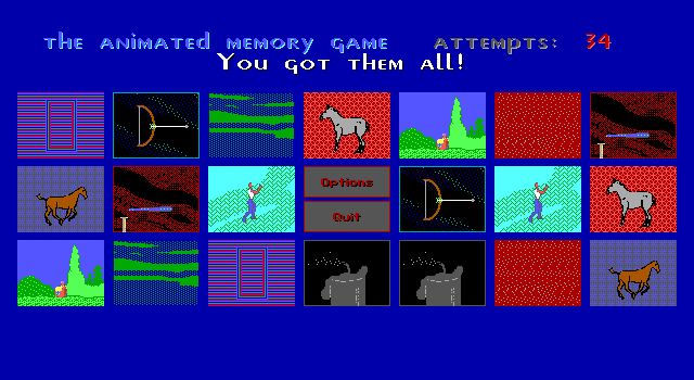 Gameplay of The Animated Memory Game