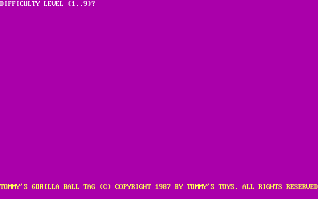 Title screen of Tommy's Gorilla Ball Tag