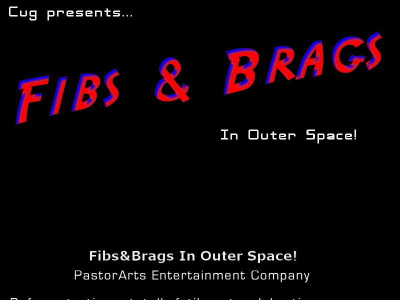 Title screen of Fibs and Brags in Outer Space!