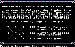 Title screen of CGA Cave
