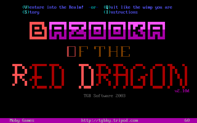 Title screen of Bazooka of the Red Dragon