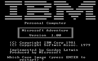 Title screen of Microsoft Adventure