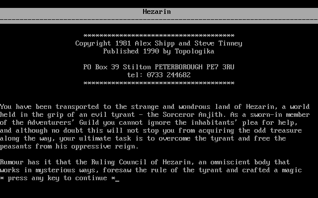 Title screen of Hezarin