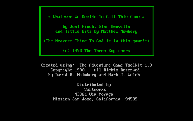 Title screen of Whatever We Decide to Call this Game