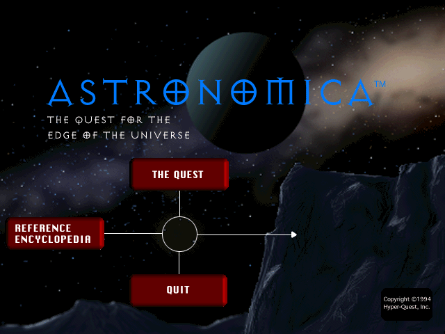 Title screen of Astronomica: The Quest for the Edge of the Universe