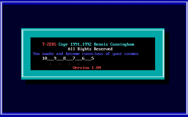 Title screen of T-Zero