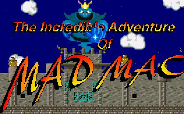 Title screen of The Incredible Adventure of Mad Mac