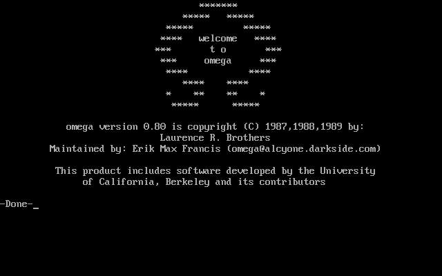 Title screen of Omega