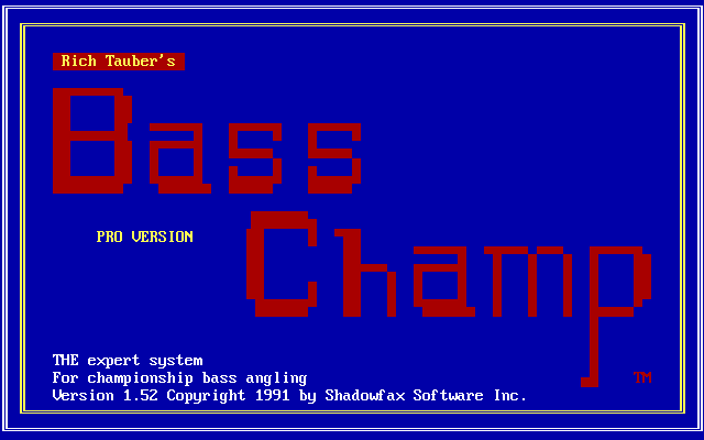 Title screen of Rich Tauber's Bass Champ