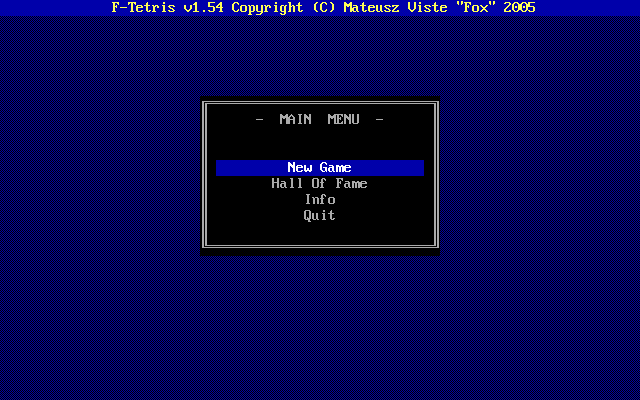 Title screen of F-Tetris
