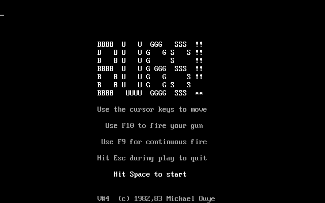 Title screen of Bugs!