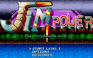 Title screen of Jim Power: The Lost Dimension in 3D