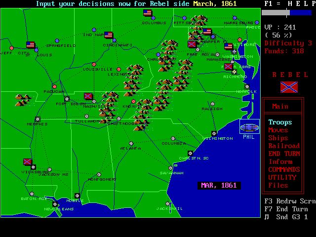Gameplay of VGA Civil War Strategy