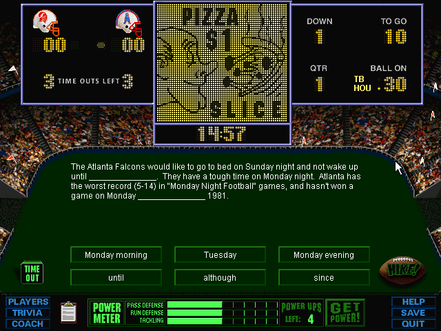 Gameplay of Head Coach: NFL Reading