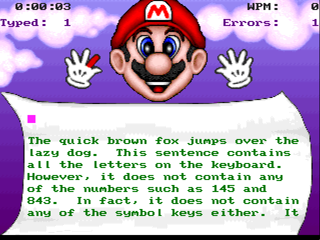 Gameplay of Mario Teaches Typing 2