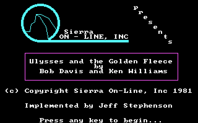 Title screen of Ulysses and the Golden Fleece