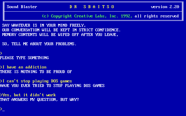 Gameplay of Dr Sbaitso