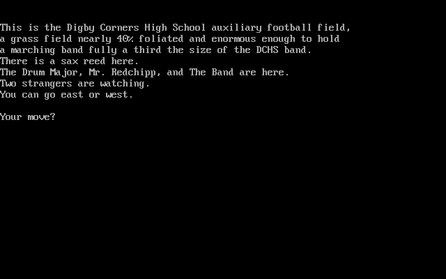 Title screen of Murder in the Marching Band
