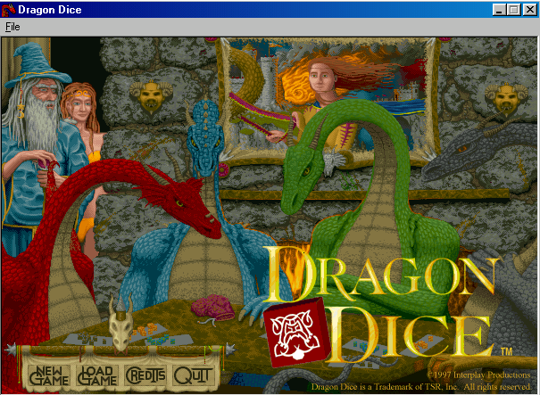 Title screen of Dragon Dice