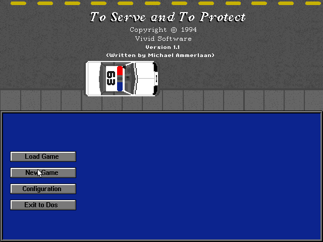 Title screen of To Serve and to Protect
