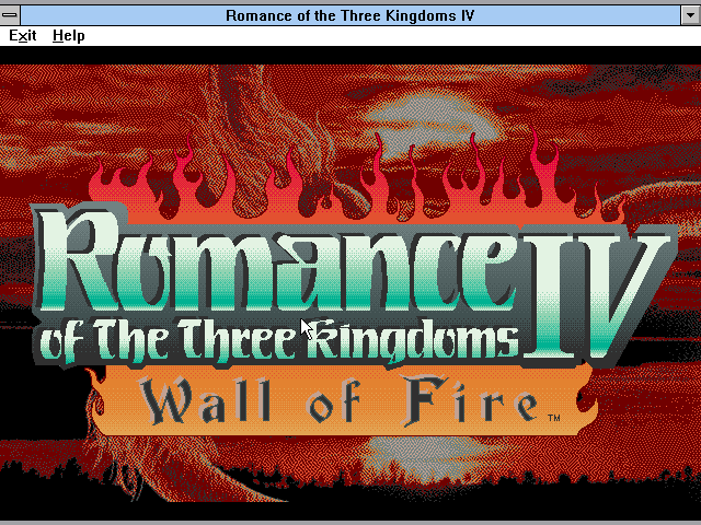 Title screen of Romance of the Three Kingdoms IV: Wall of Fire