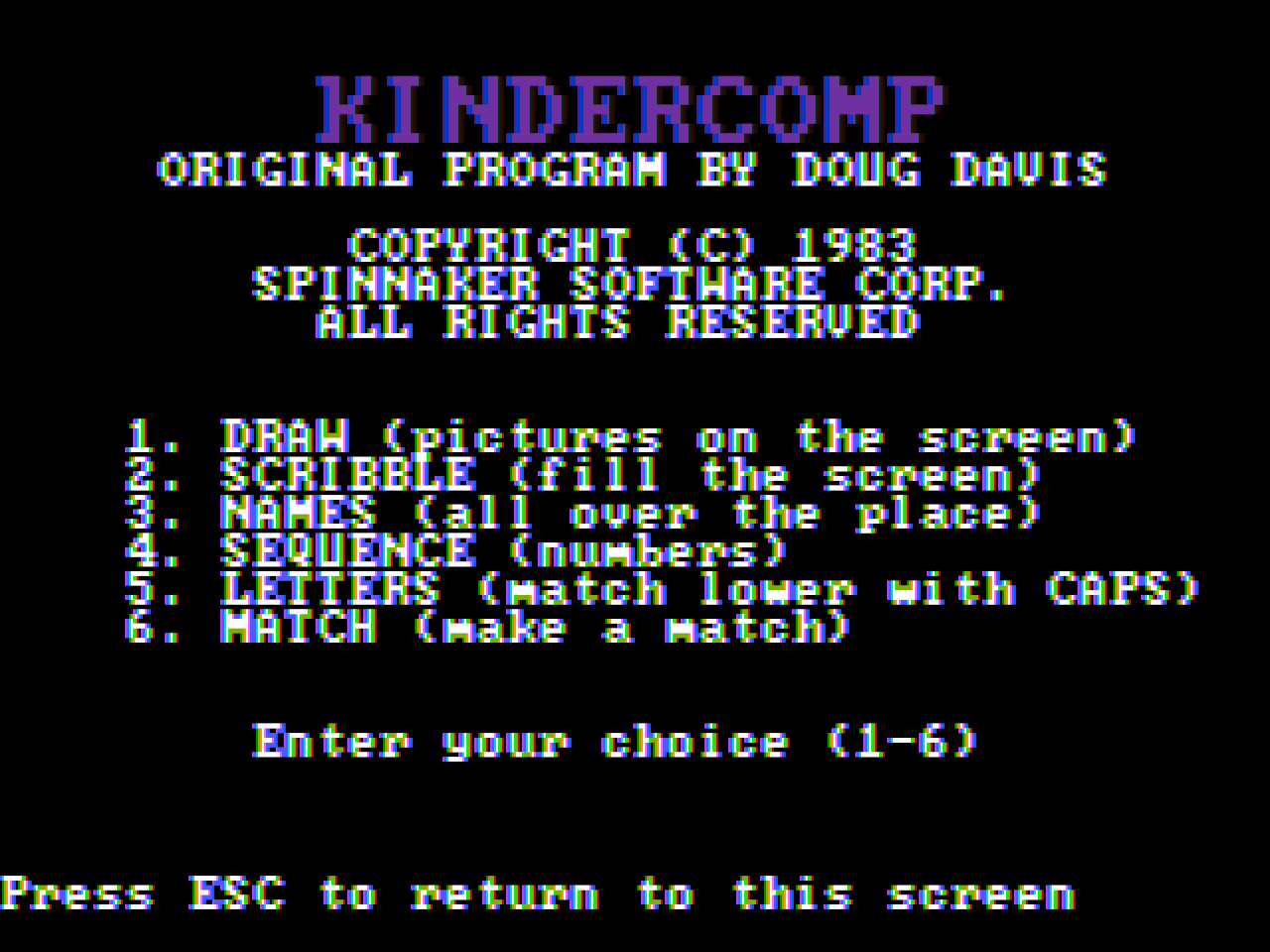 Title screen of KinderComp