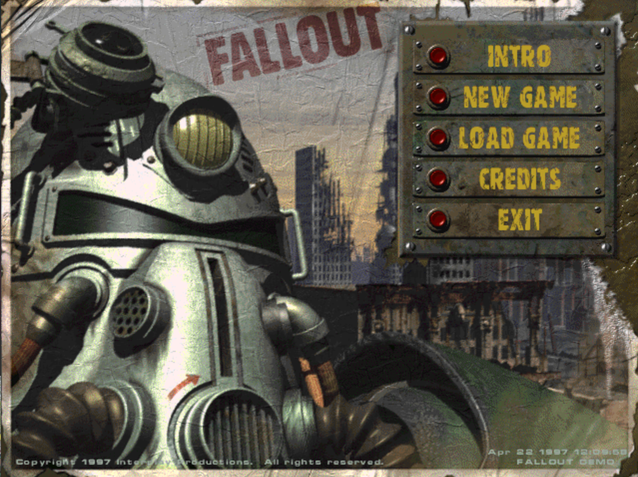Title screen of Fallout (Demo Version)