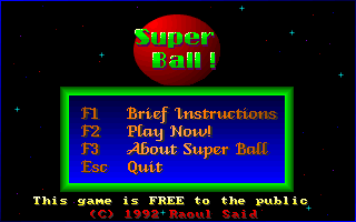 Title screen of Super Ball!