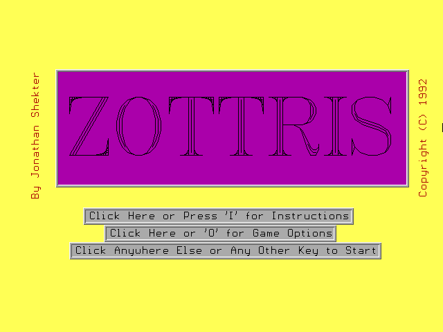 Title screen of Zottris