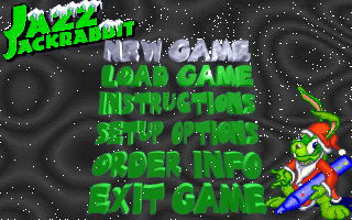 Title screen of Jazz Jackrabbit: Holiday Hare 1994