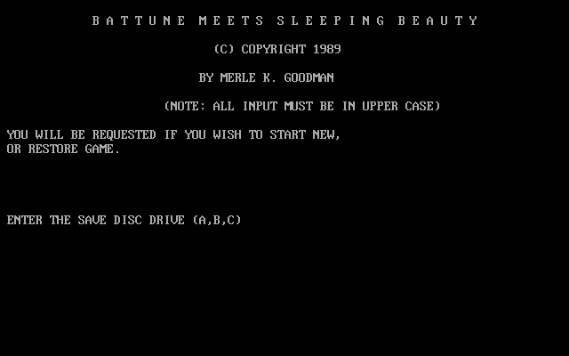 Title screen of Battune Meets Sleeping Beauty