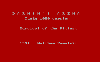 Title screen of Darwin's Arena
