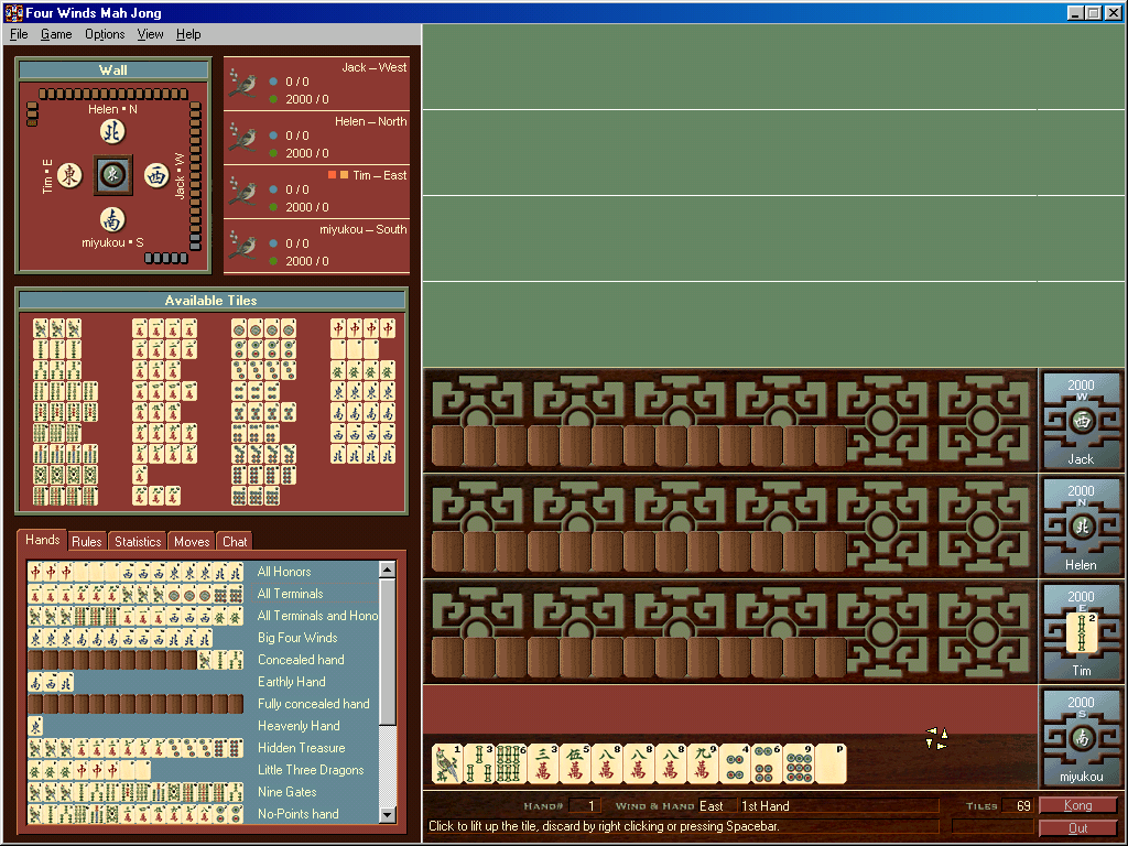 Gameplay of Four Winds Mah Jong