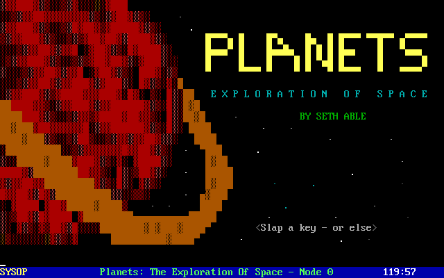 Title screen of Planets: The Exploration of Space