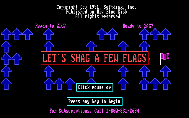 Title screen of Zig Zag Flag Shag