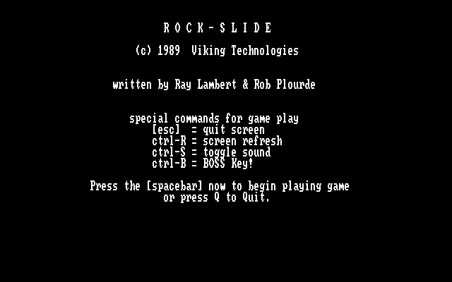 Title screen of Rock-Slide