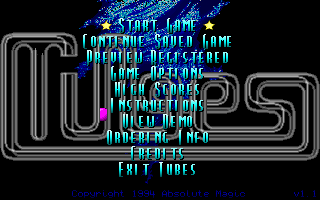 Title screen of Tubes