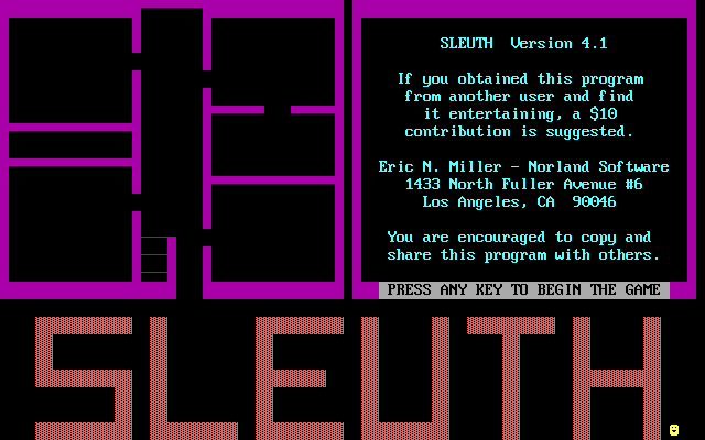 Title screen of Sleuth: A Murder Mystery