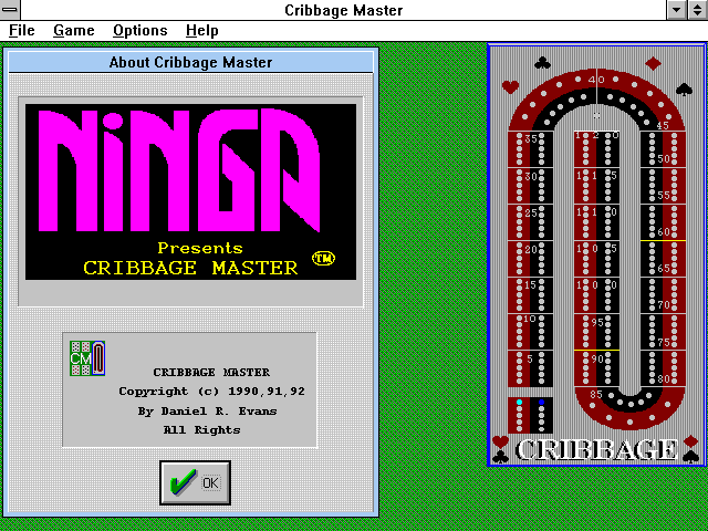 Title screen of Cribbage Master