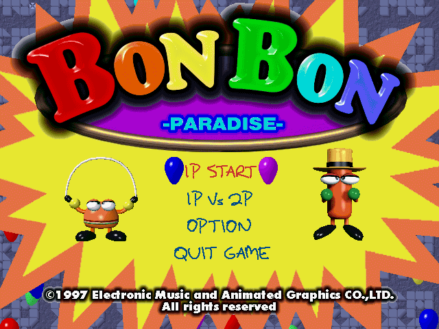 Title screen of Bon Bon Paradise