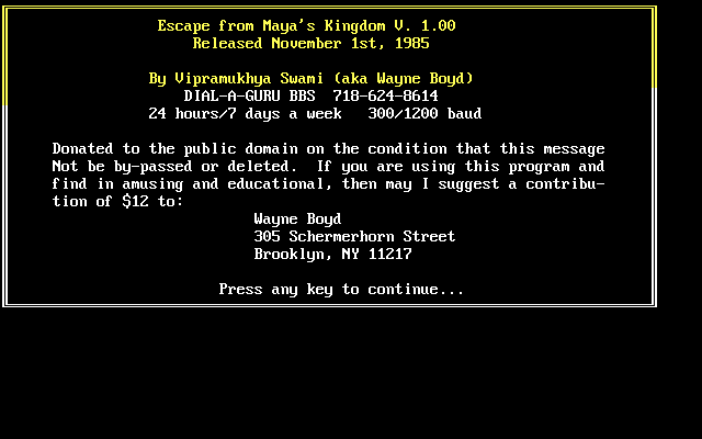 Title screen of Escape from Maya's Kingdom
